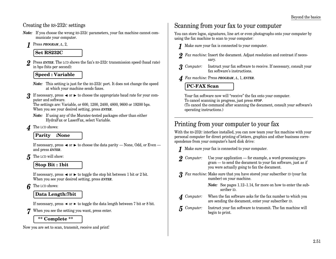 Muratec F-65 operating instructions Scanning from your fax to your computer, Printing from your computer to your fax 