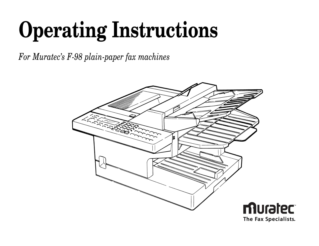 Muratec F-98 operating instructions Operating Instructions 