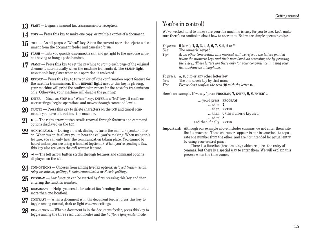 Muratec F-98 operating instructions You’re in control, Zero, 1, 2, 3, 4, 5, 6, 7, 8, 9, # or 