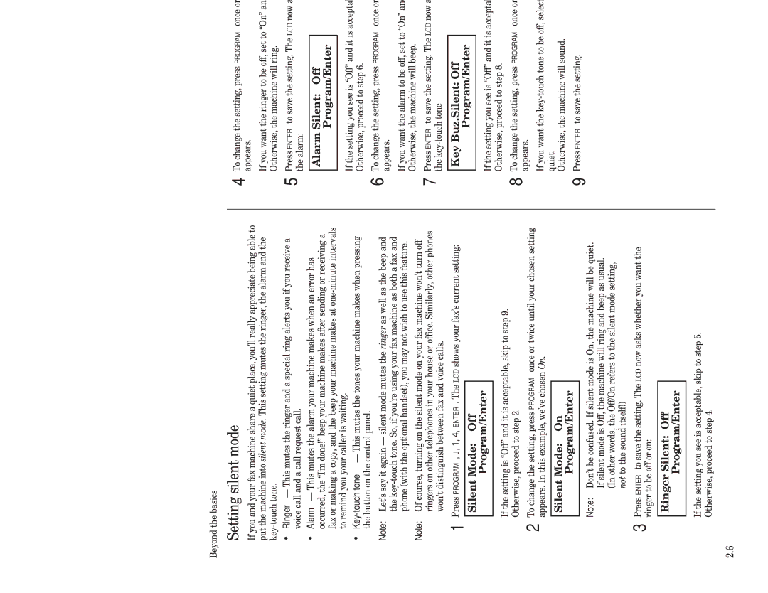 Muratec F-98 operating instructions Setting silent mode 