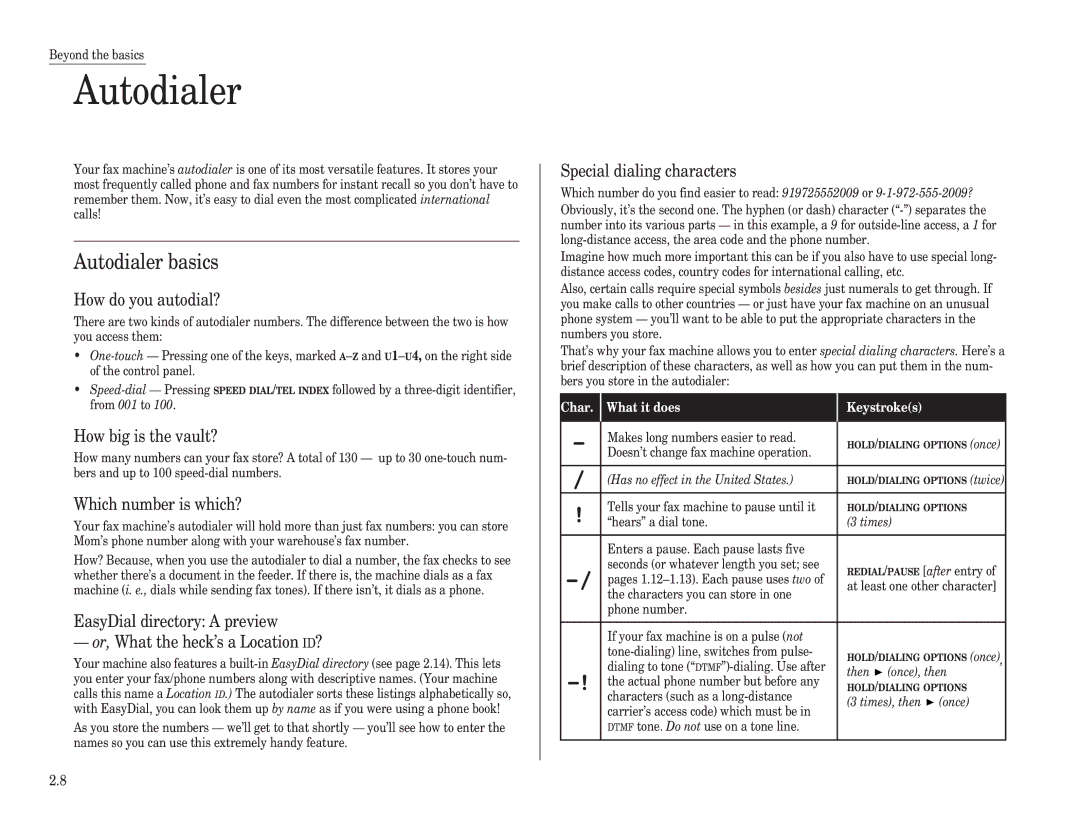 Muratec F-98 operating instructions Autodialer basics 