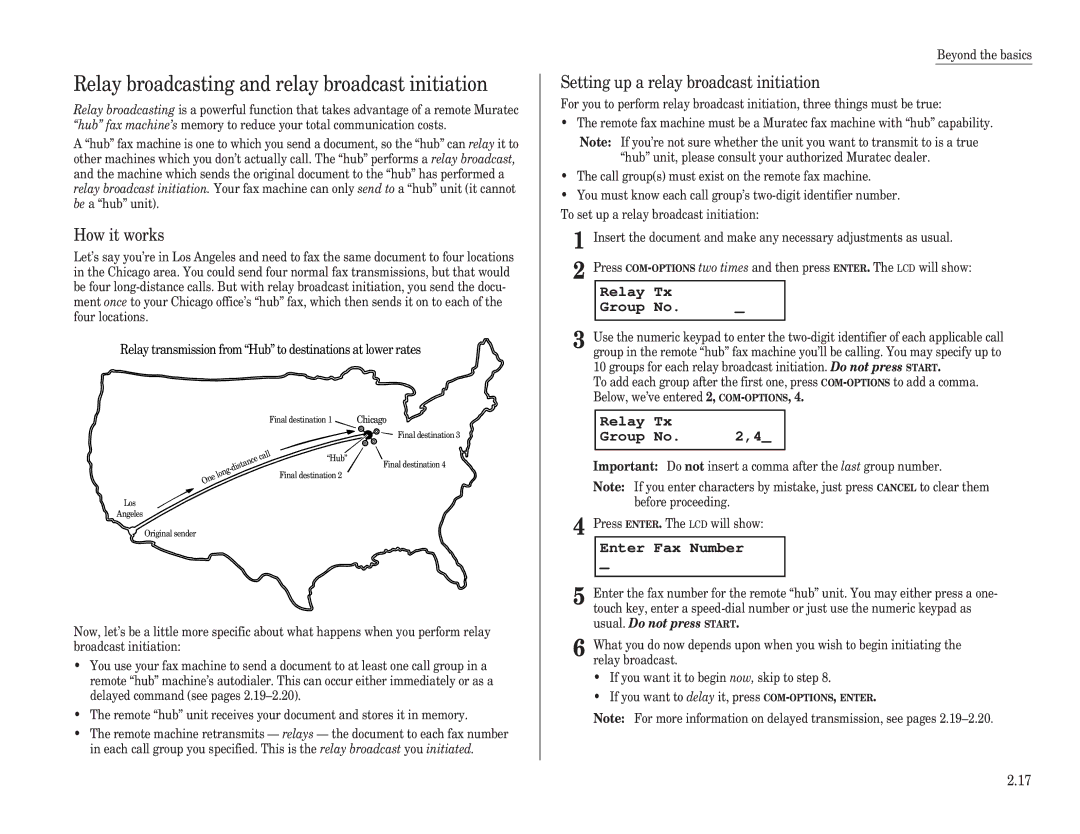 Muratec F-98 Relay broadcasting and relay broadcast initiation, How it works, Setting up a relay broadcast initiation 