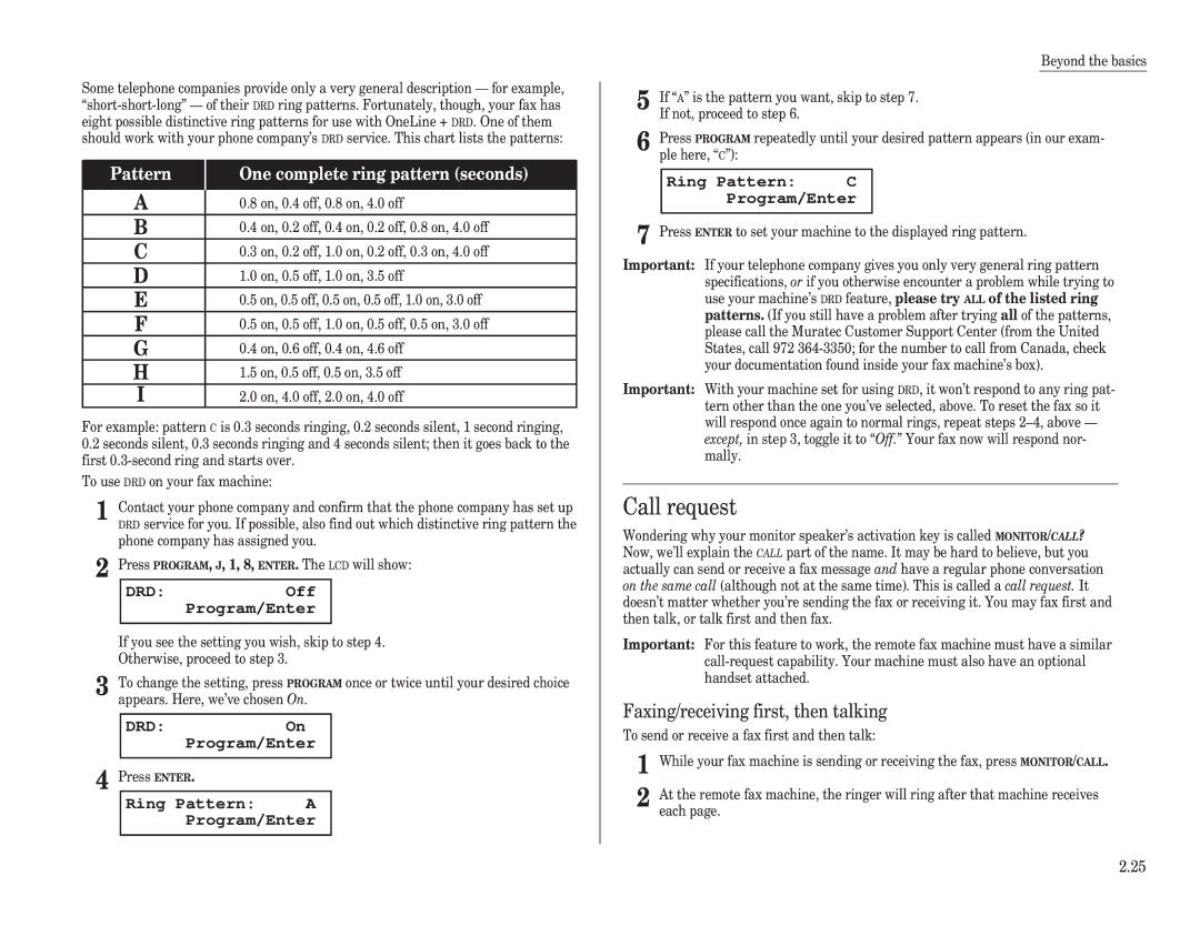 Muratec F-98 operating instructions Call request, Faxing/receiving first, then talking 