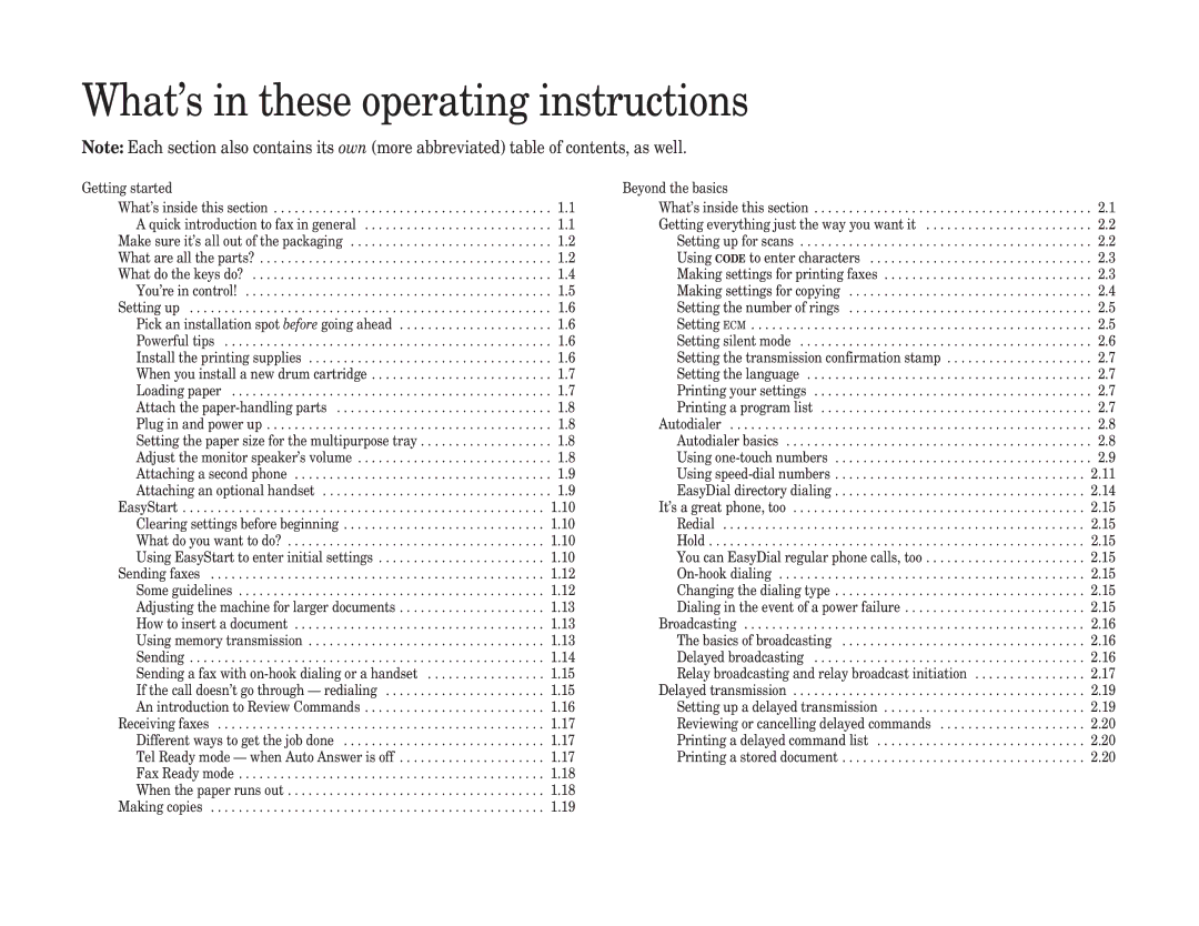 Muratec F-98 What’s in these operating instructions 