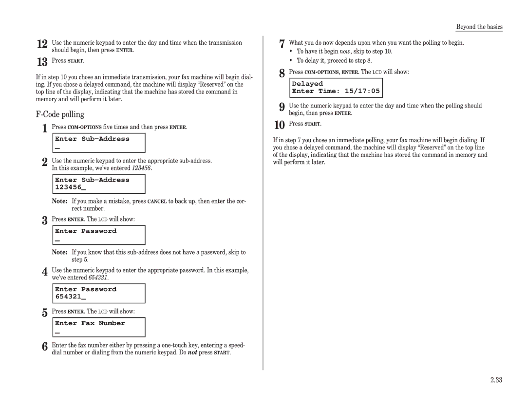 Muratec F-98 operating instructions Code polling, Enter Fax Number 