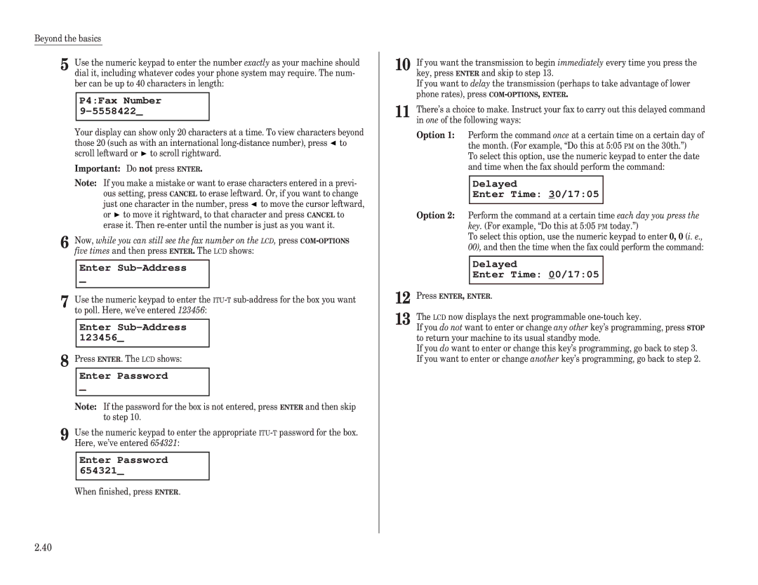 Muratec F-98 operating instructions P4Fax Number 