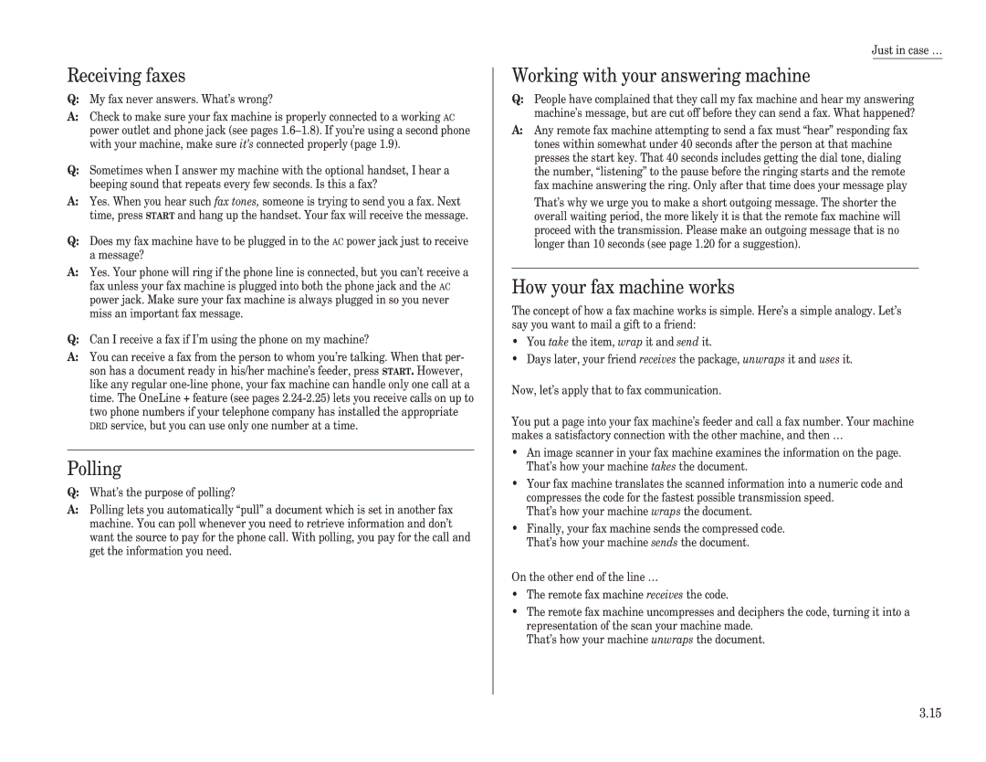 Muratec F-98 operating instructions Receiving faxes, Working with your answering machine, How your fax machine works 