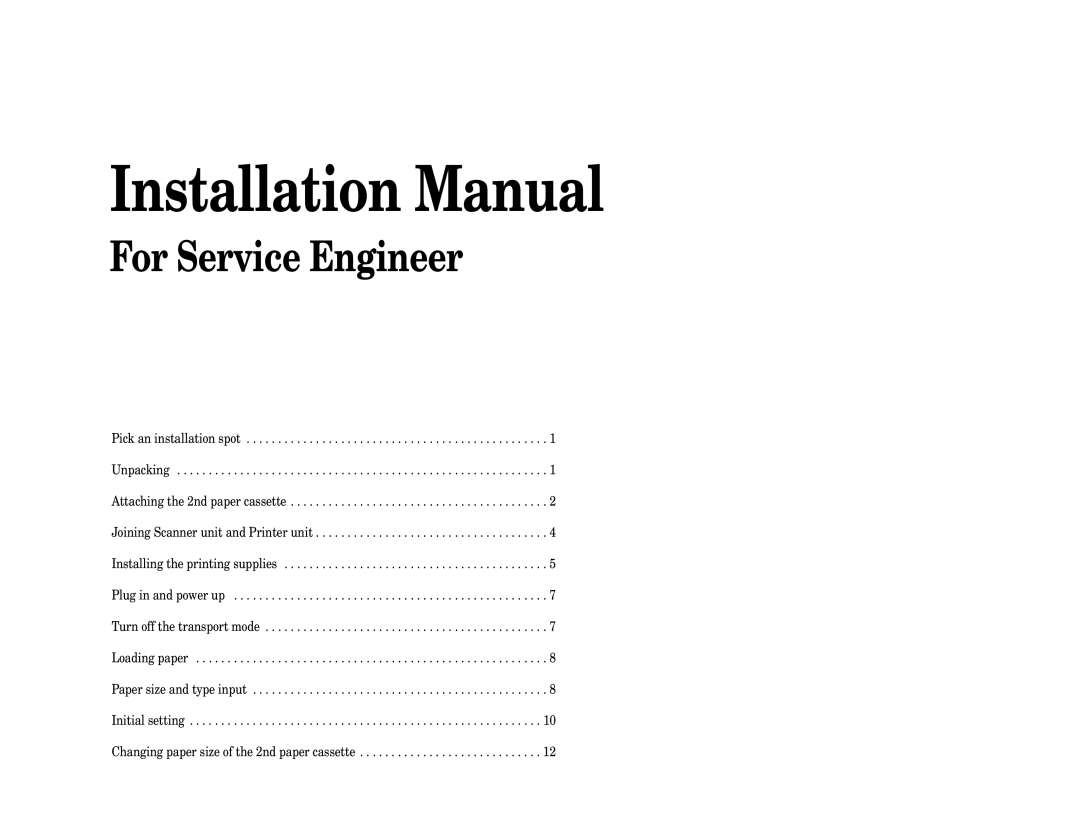 Muratec Fax Machine installation manual Installation Manual 