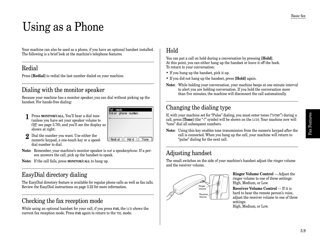 Muratec Fax Machine installation manual Using as a Phone 