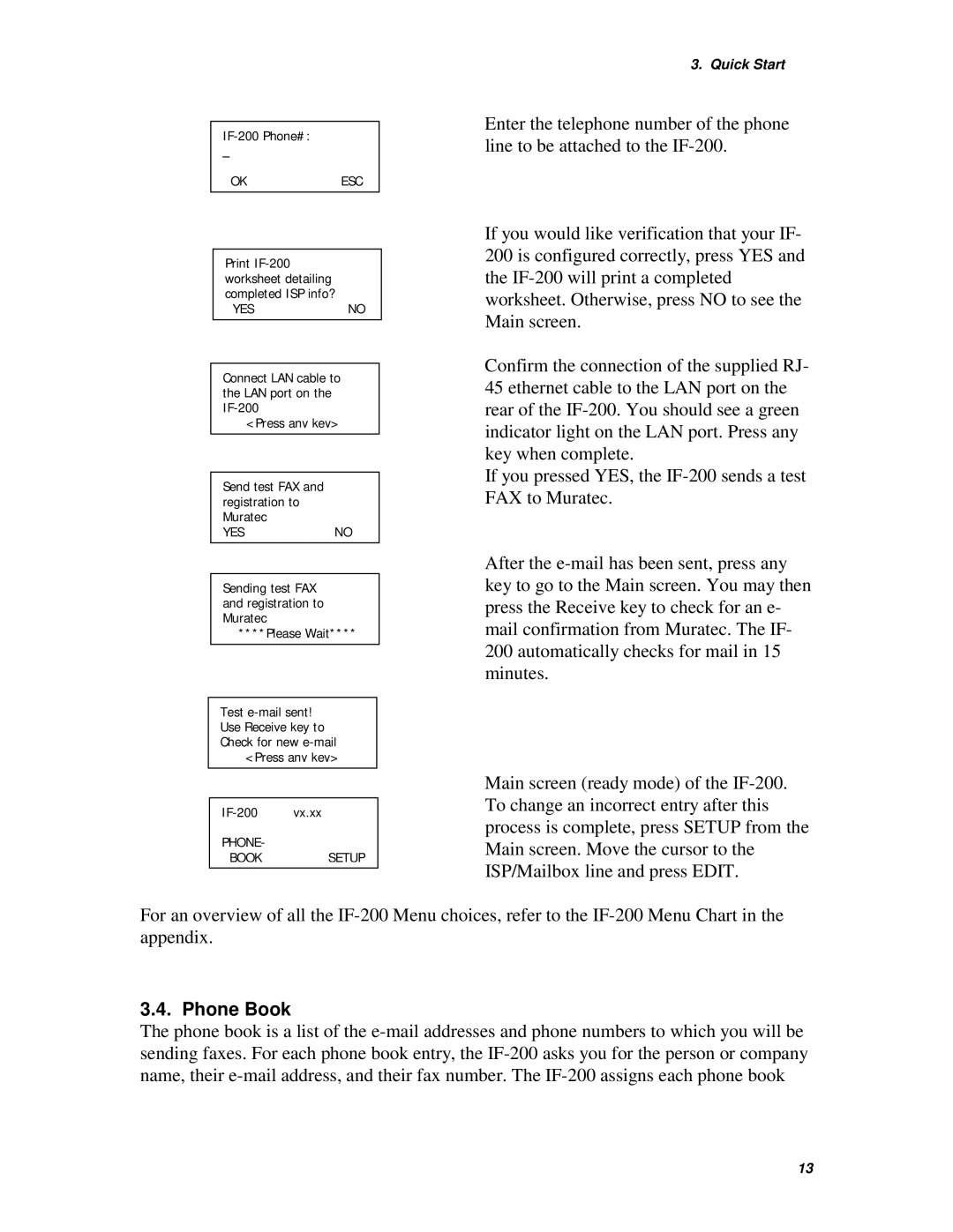 Muratec IF-200 operating instructions Phone Book 