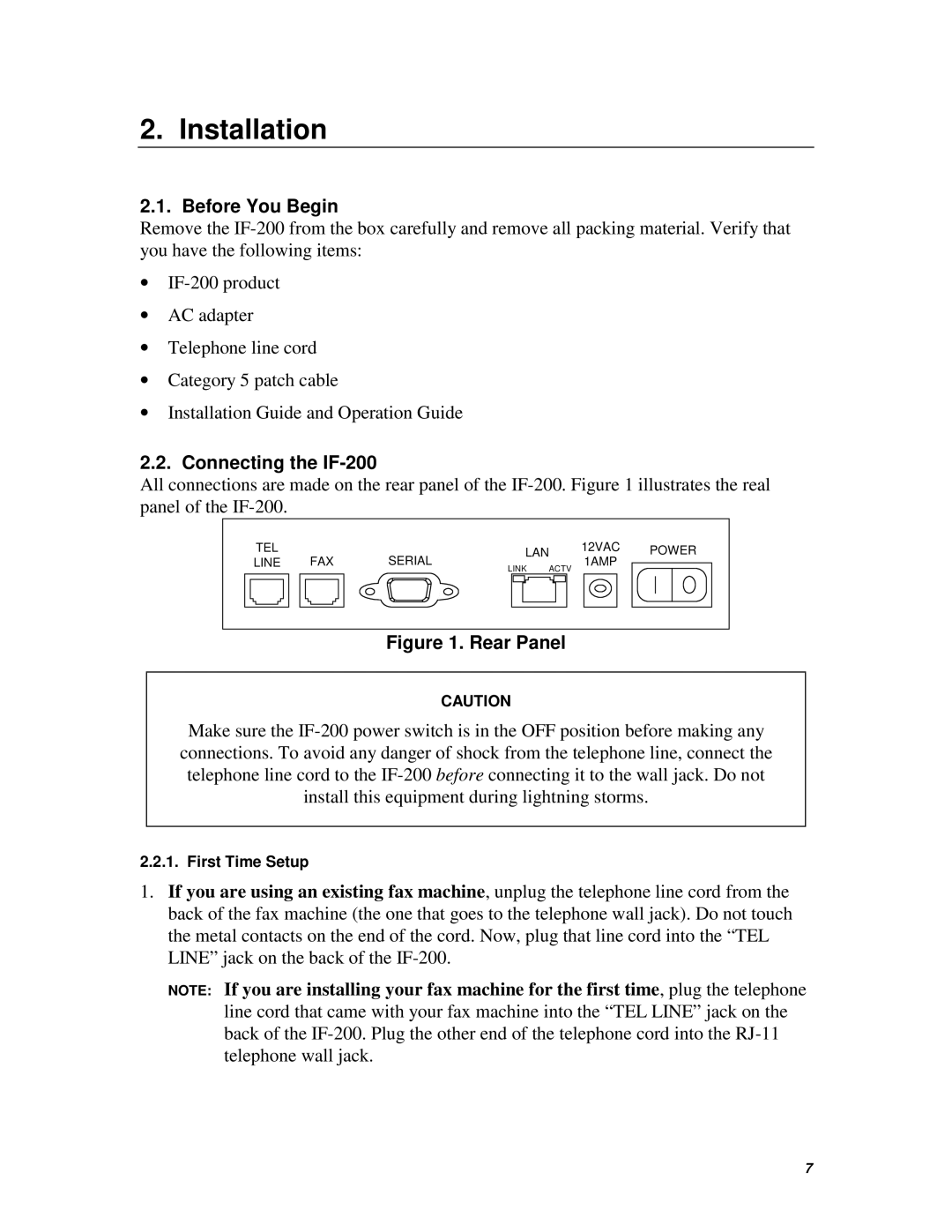 Muratec operating instructions Installation, Before You Begin, Connecting the IF-200 