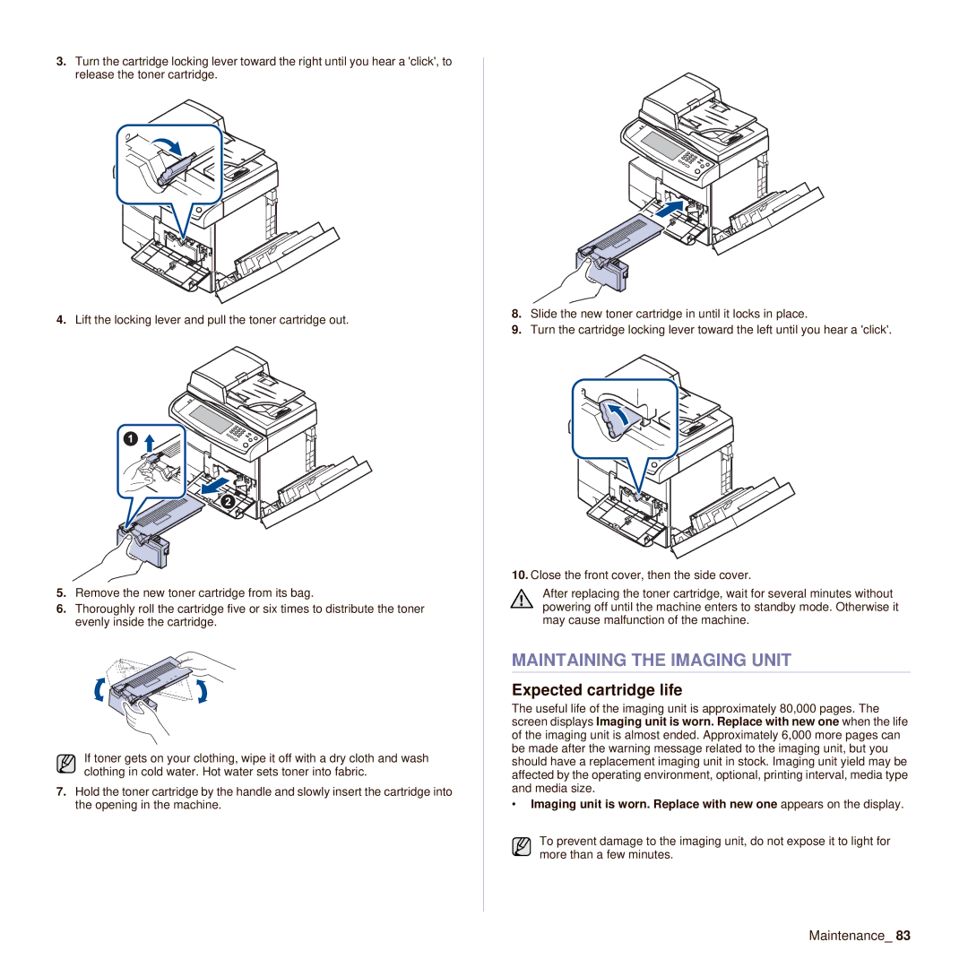 Muratec M F X - 5 5 5 5, M F X - 4 5 5 5 manual Maintaining the Imaging Unit, Expected cartridge life 