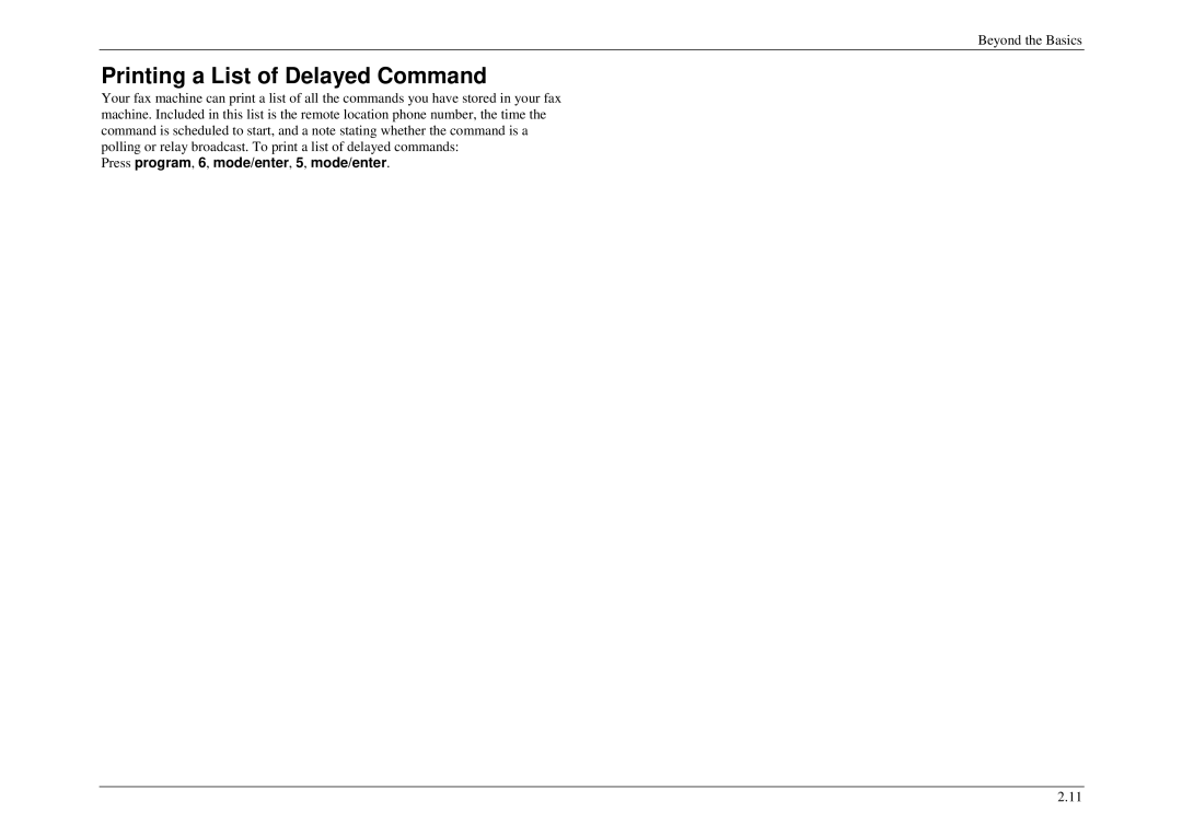 Muratec M840, M880, M860 manual Printing a List of Delayed Command, Press program, 6, mode/enter, 5, mode/enter 