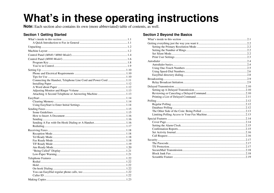 Muratec M860, M840, M880 manual What’s in these operating instructions, Getting Started 