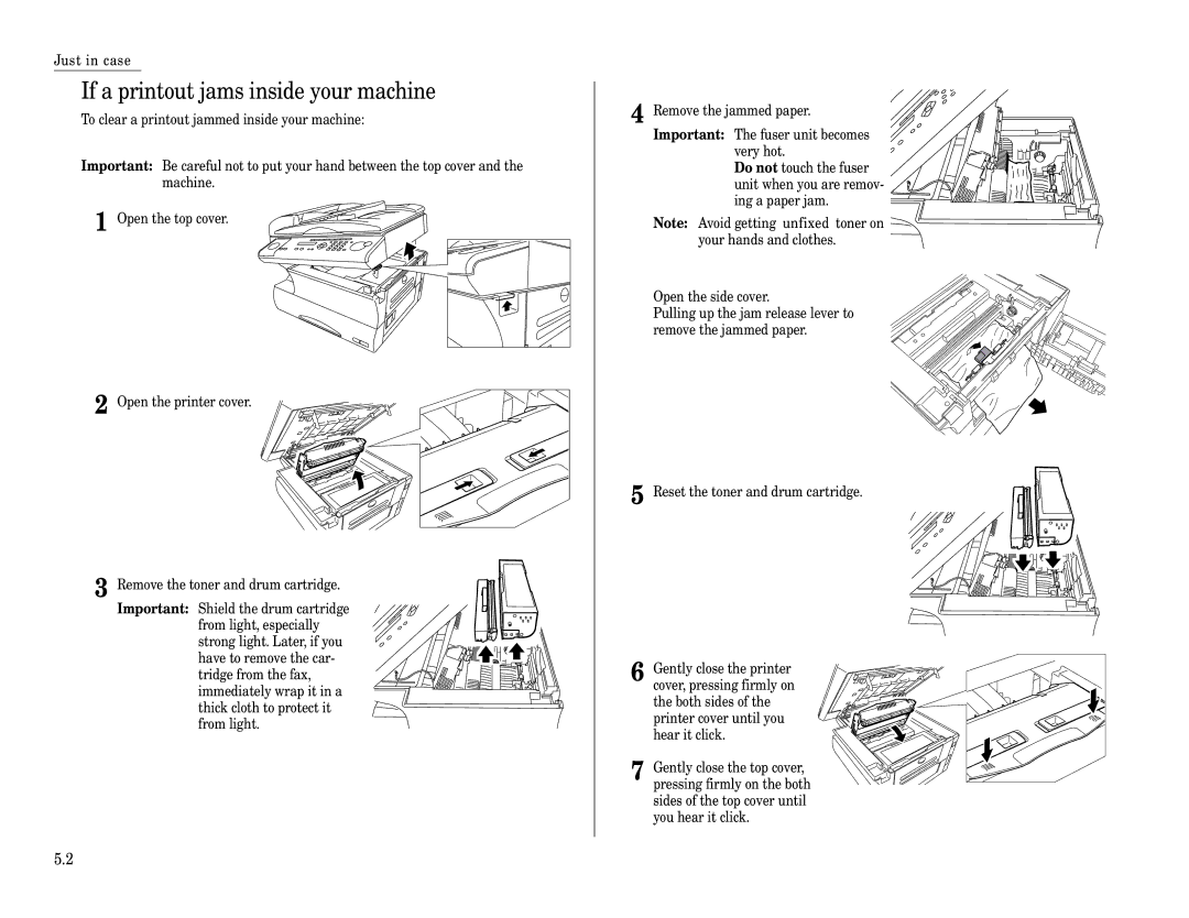 Muratec MFX-1200, MFX-1600 manual If a printout jams inside your machine 