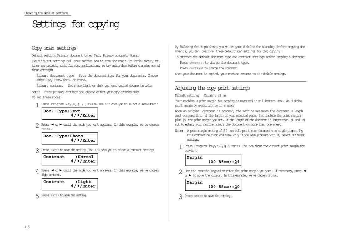 Muratec MFX-1300/1700 manual Settings for copying, Copy scan settings, Adjusting the copy print settings 