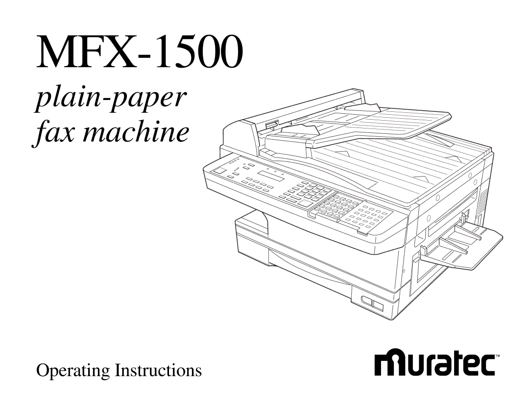 Muratec MFX-1500 manual 