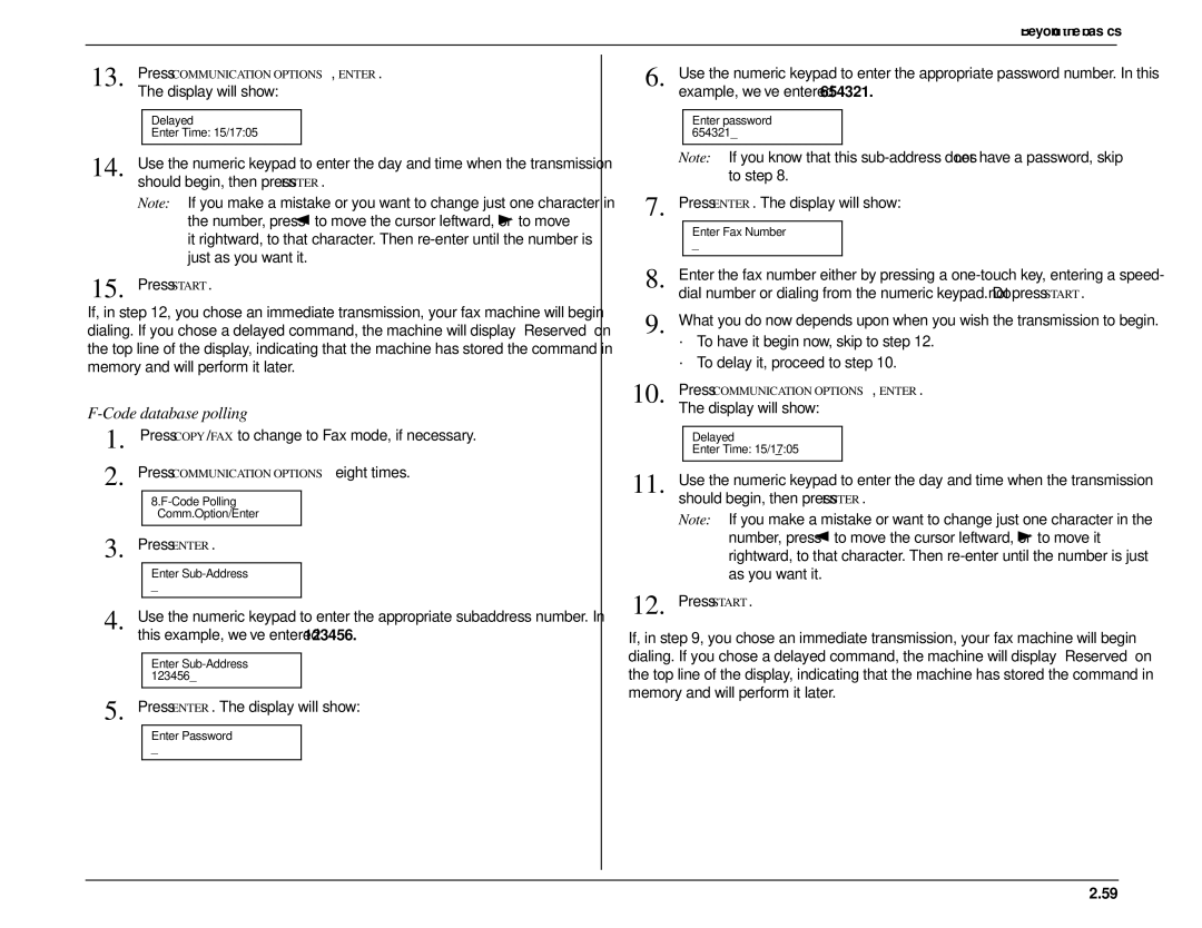 Muratec MFX-1500 manual Code database polling, Press COPY/FAX to change to Fax mode, if necessary 