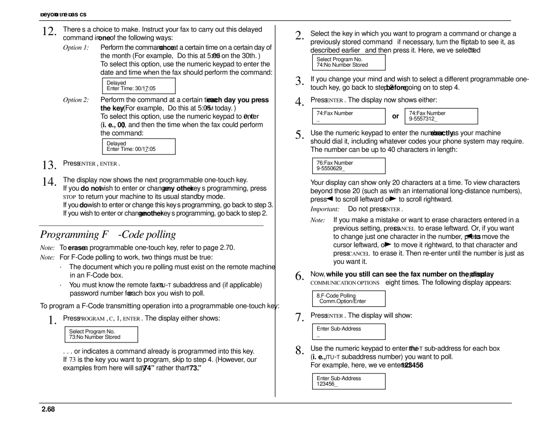 Muratec MFX-1500 manual Programming F-Code polling 