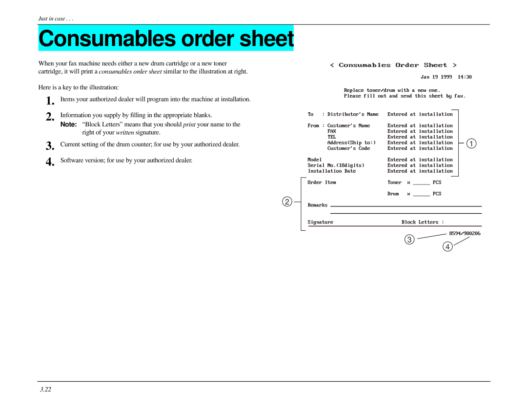 Muratec MFX-1500 manual Consumables order sheet 