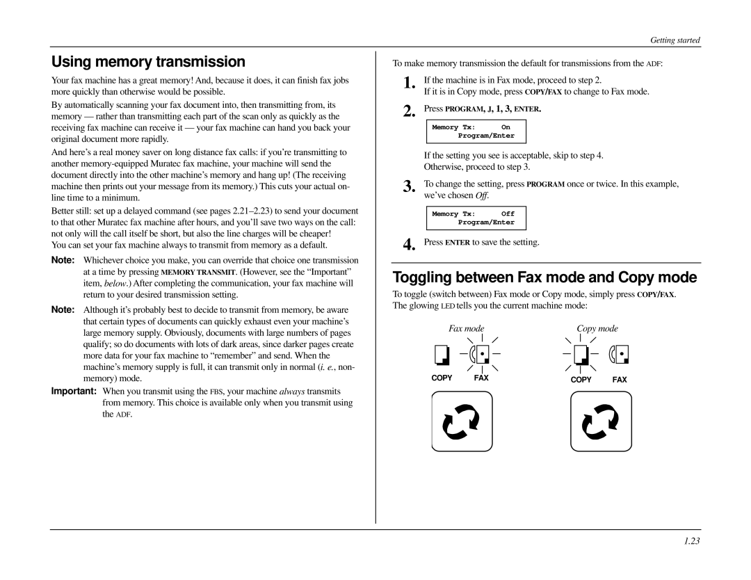 Muratec MFX-1500 manual Using memory transmission 