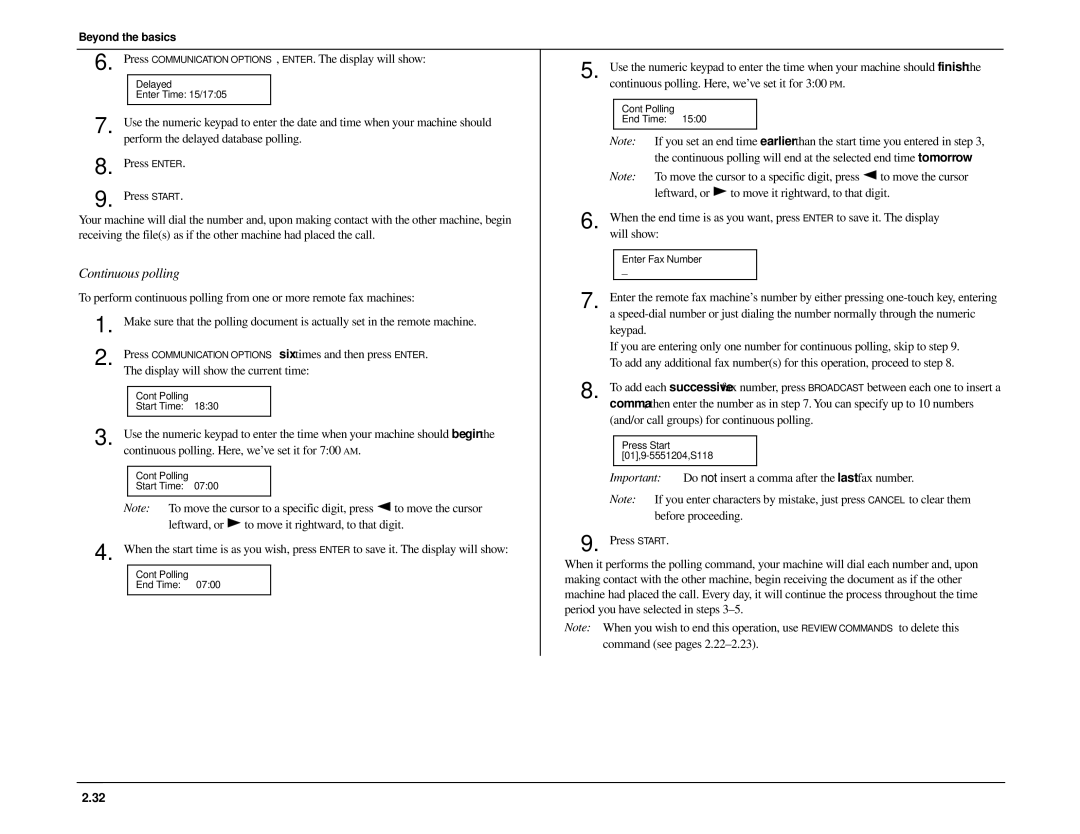 Muratec MFX-1500 manual Continuous polling 