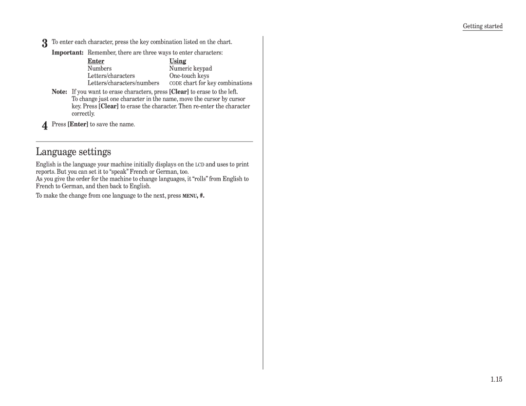 Muratec MFX-2500 operating instructions Language settings, Enter Using 