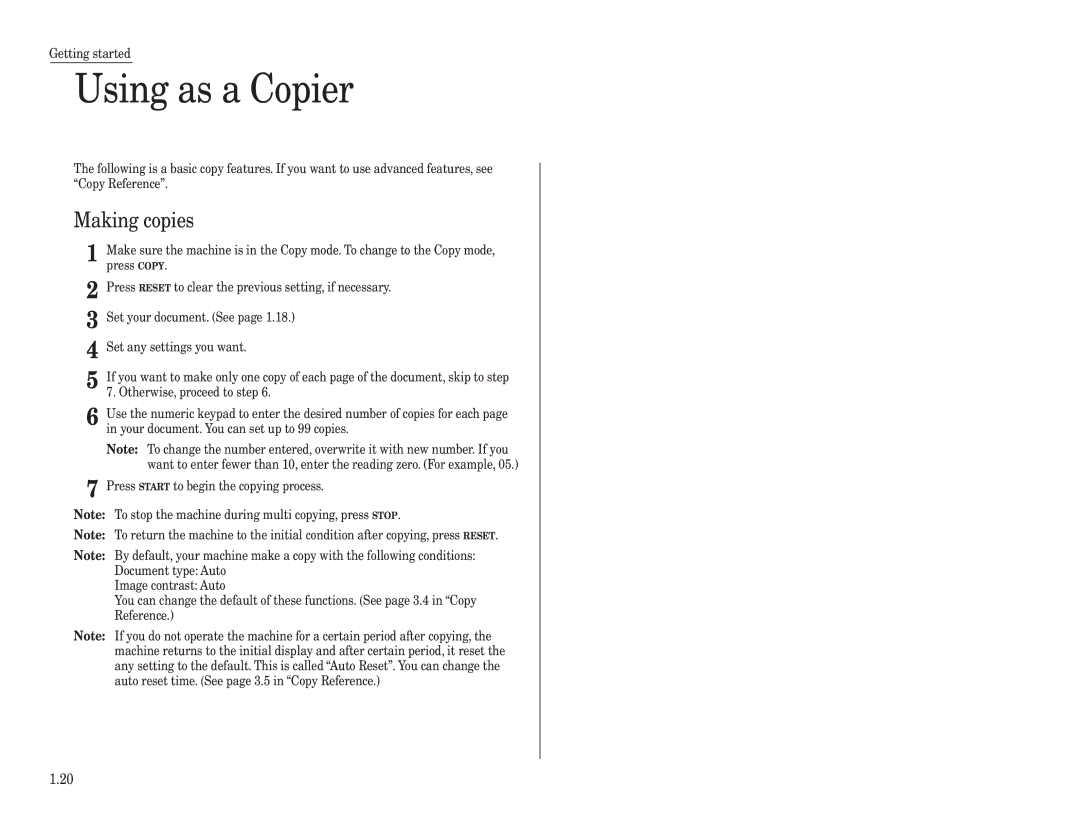 Muratec MFX-2500 operating instructions Using as a Copier, Making copies 