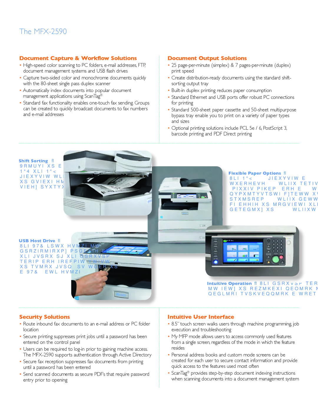 Muratec MFX-2590 manual Document Capture & Workflow Solutions, Document Output Solutions, Security Solutions 