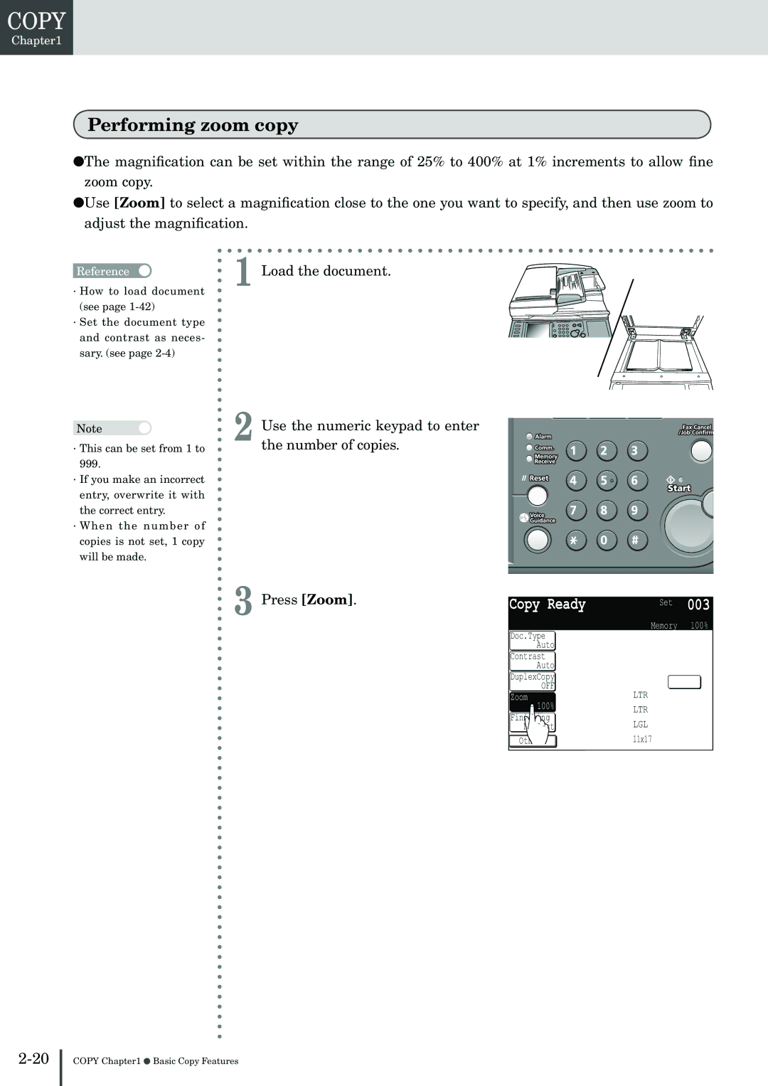 Muratec MFX-2830 manual Performing zoom copy, 003 