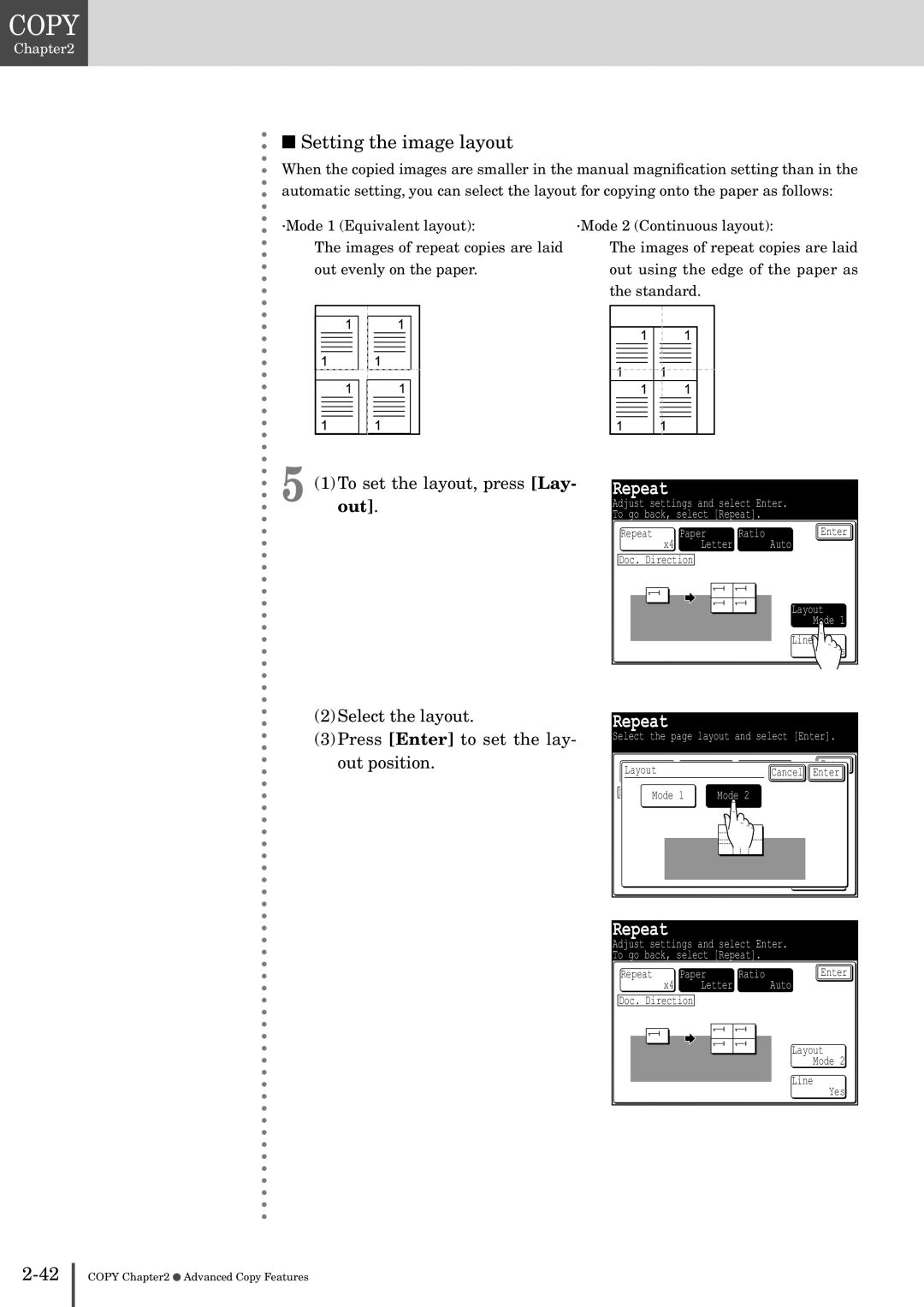 Muratec MFX-2830 manual Setting the image layout, Layout Mode 