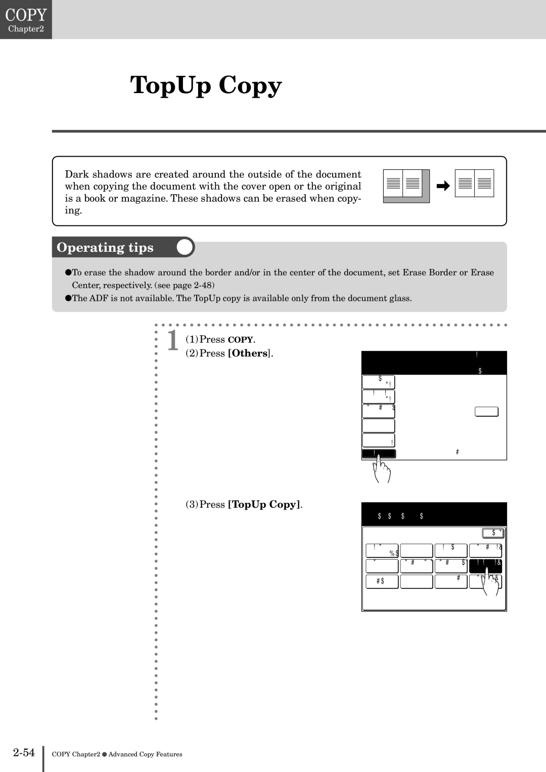 Muratec MFX-2830 manual Press TopUp Copy 