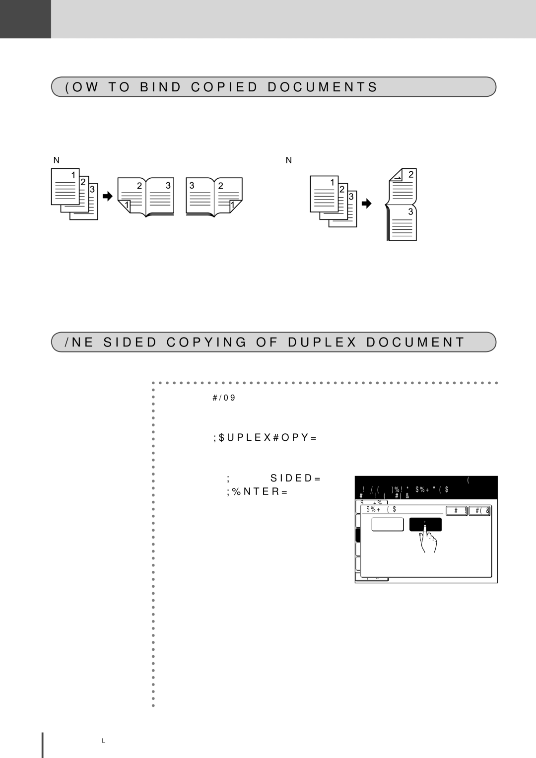 Muratec MFX-2830 How to bind copied documents, One-sided copying of duplex document, Press DuplexCopy Press 2 1 sided 