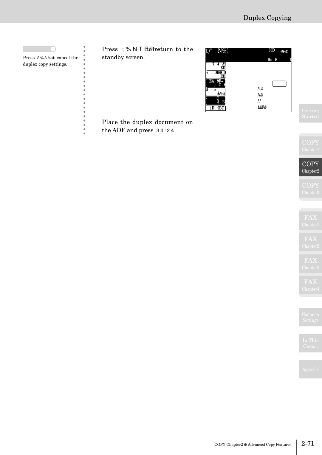 Muratec MFX-2830 manual Press Reset to cancel the duplex copy settings 