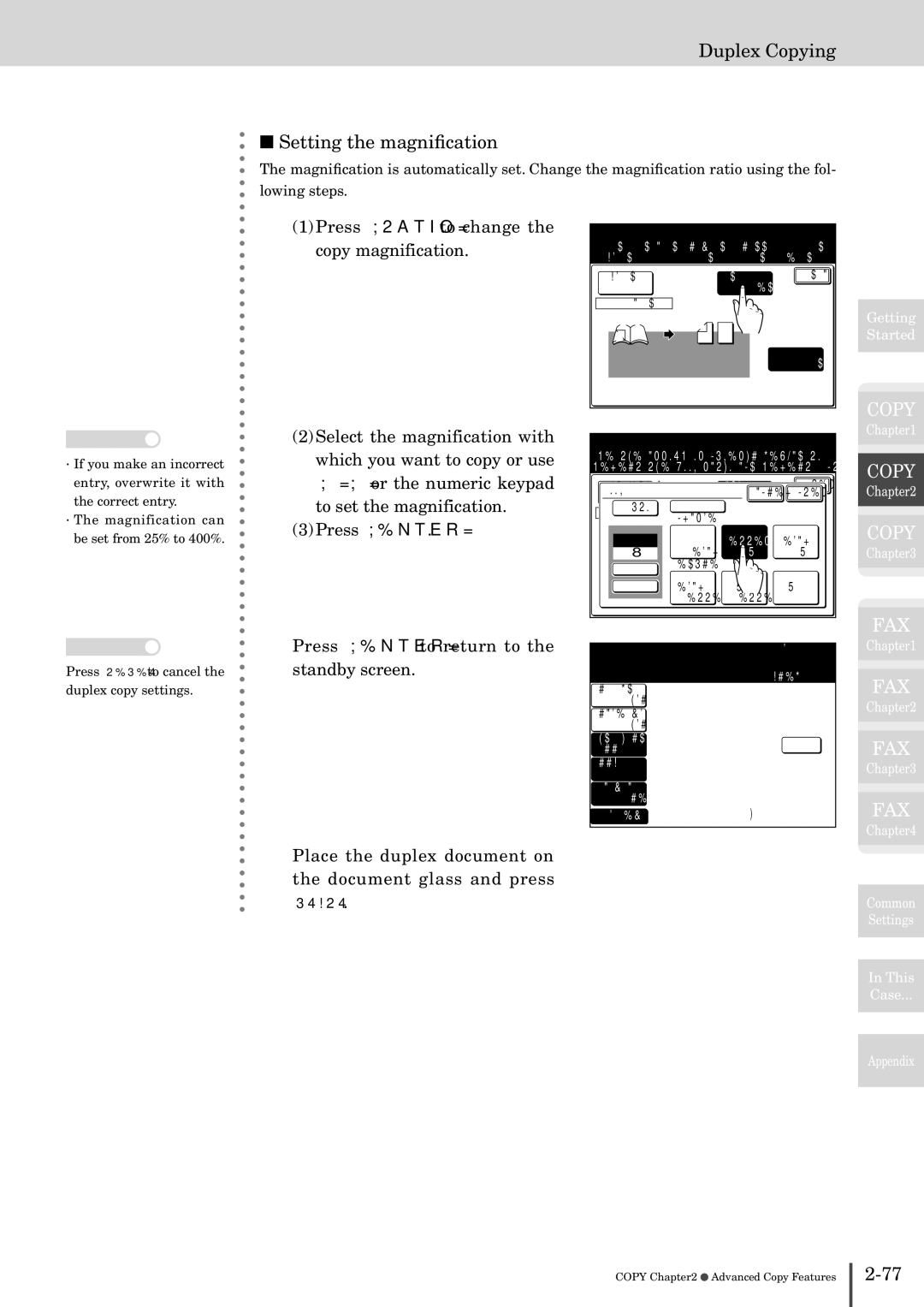 Muratec MFX-2830 manual Press Ratio to change the copy magnification, Doc. Bind Right 