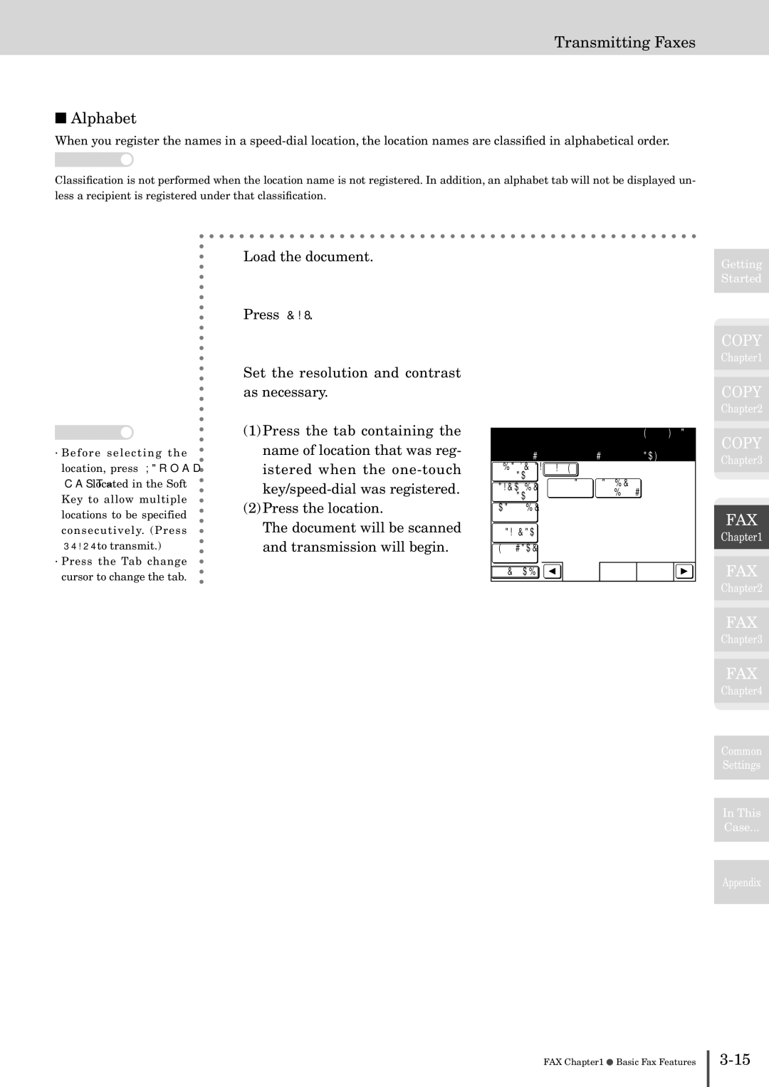 Muratec MFX-2830 manual Transmitting Faxes Alphabet, Memory 100% 