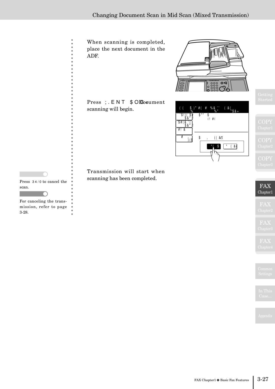 Muratec MFX-2830 manual Press Stop to cancel the scan 