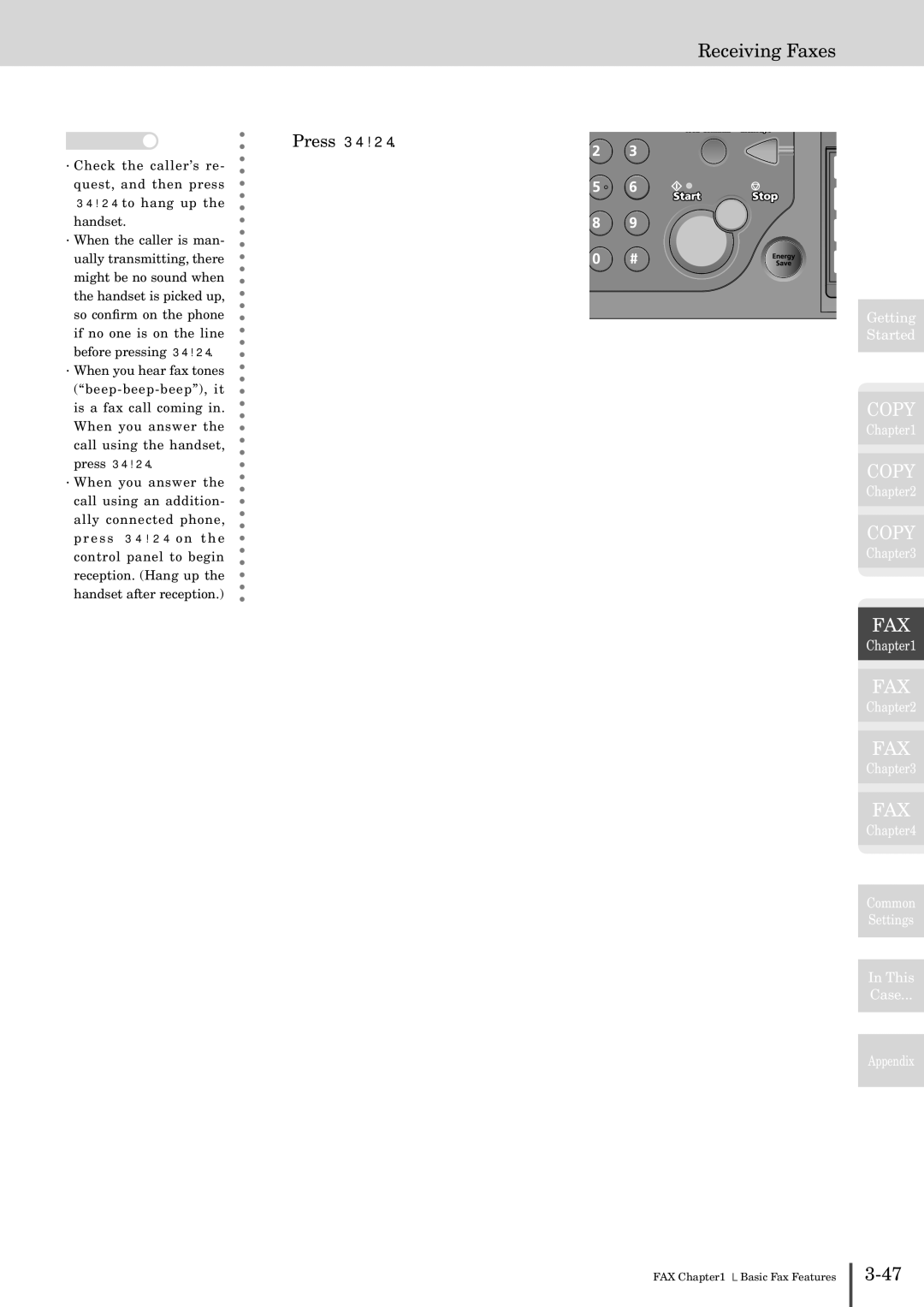 Muratec MFX-2830 manual Receiving Faxes 