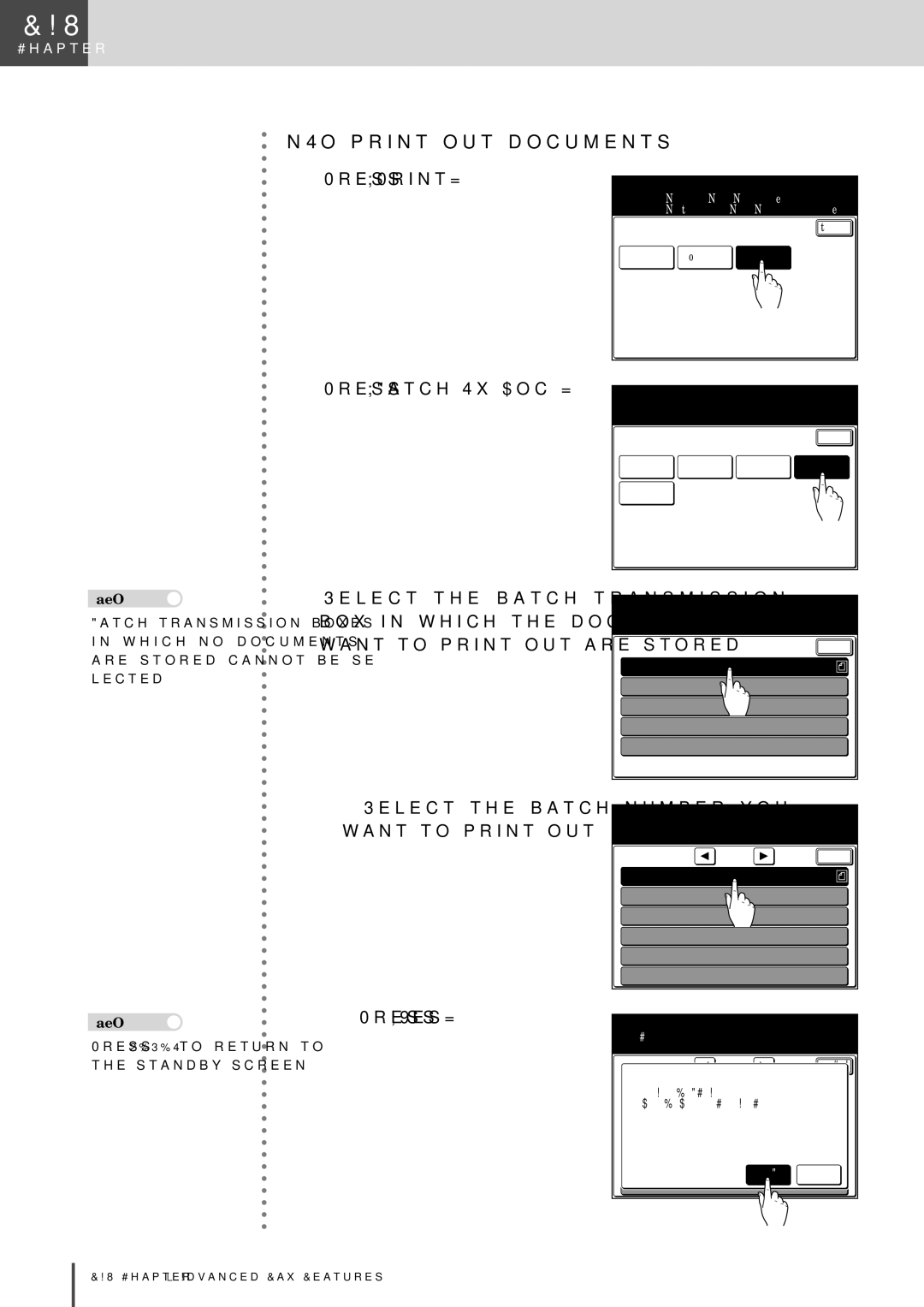 Muratec MFX-2830 manual To print out documents, Press Batch Tx Doc 