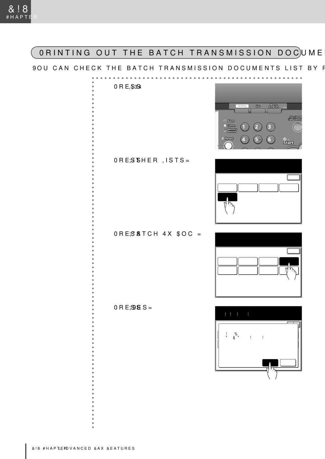 Muratec MFX-2830 manual Printing out the batch transmission document list, Press Other Lists Press Batch Tx Doc 