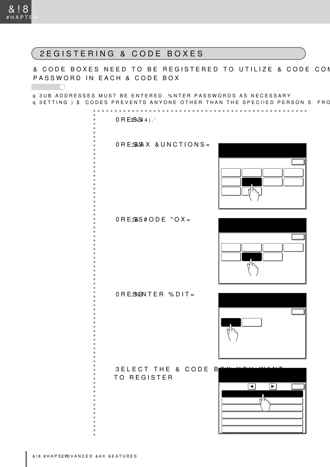 Muratec MFX-2830 manual Registering F-code boxes, Press Fax Functions Press F-Code Box Press Enter/Edit 