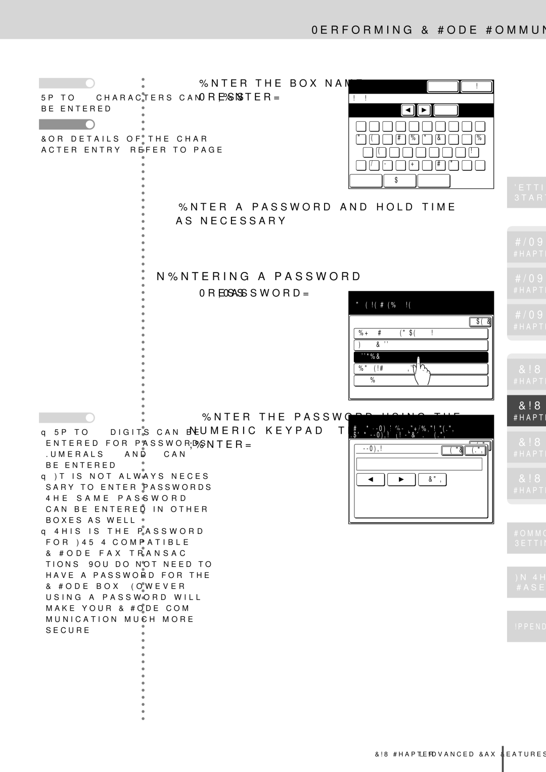 Muratec MFX-2830 manual Entering a password, Enter a password and hold time as necessary, Press Password 