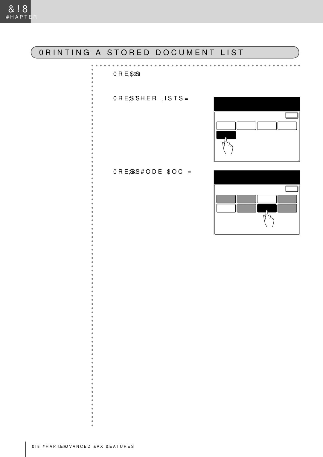 Muratec MFX-2830 manual Printing a stored document list, Press Other Lists Press F-Code Doc 