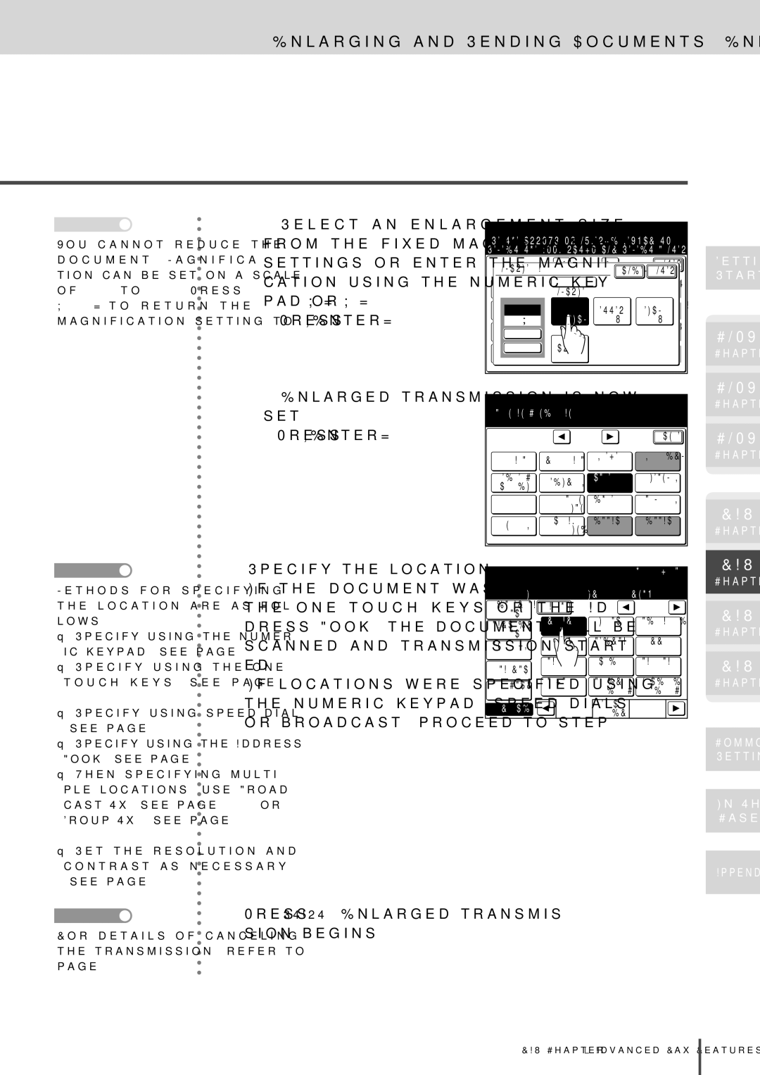 Muratec MFX-2830 manual Enlarging and Sending Documents Enlarge Transmission, 154% 