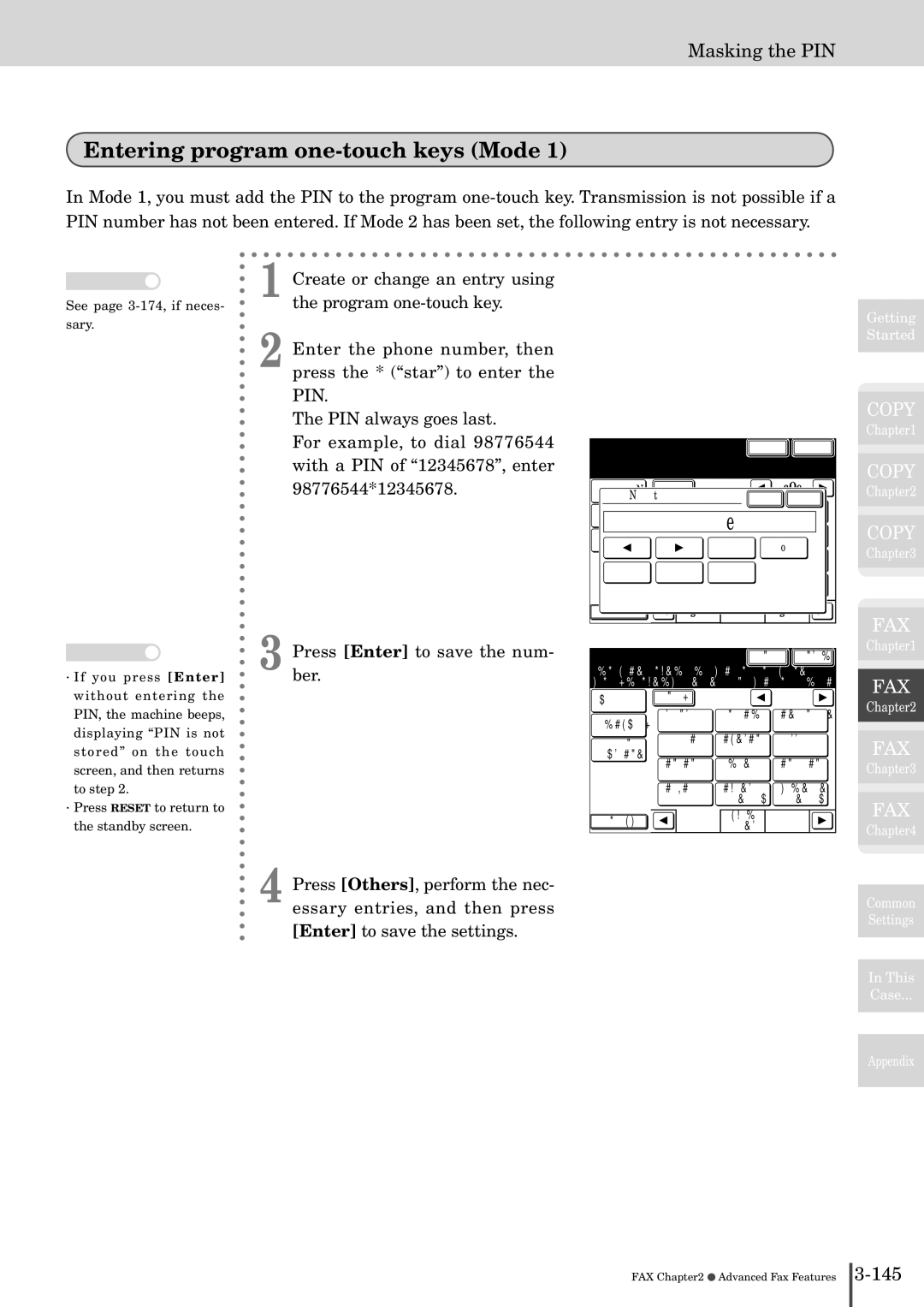 Muratec MFX-2830 manual Entering program one-touch keys Mode, Prog.One-Touch Cancel Enter 