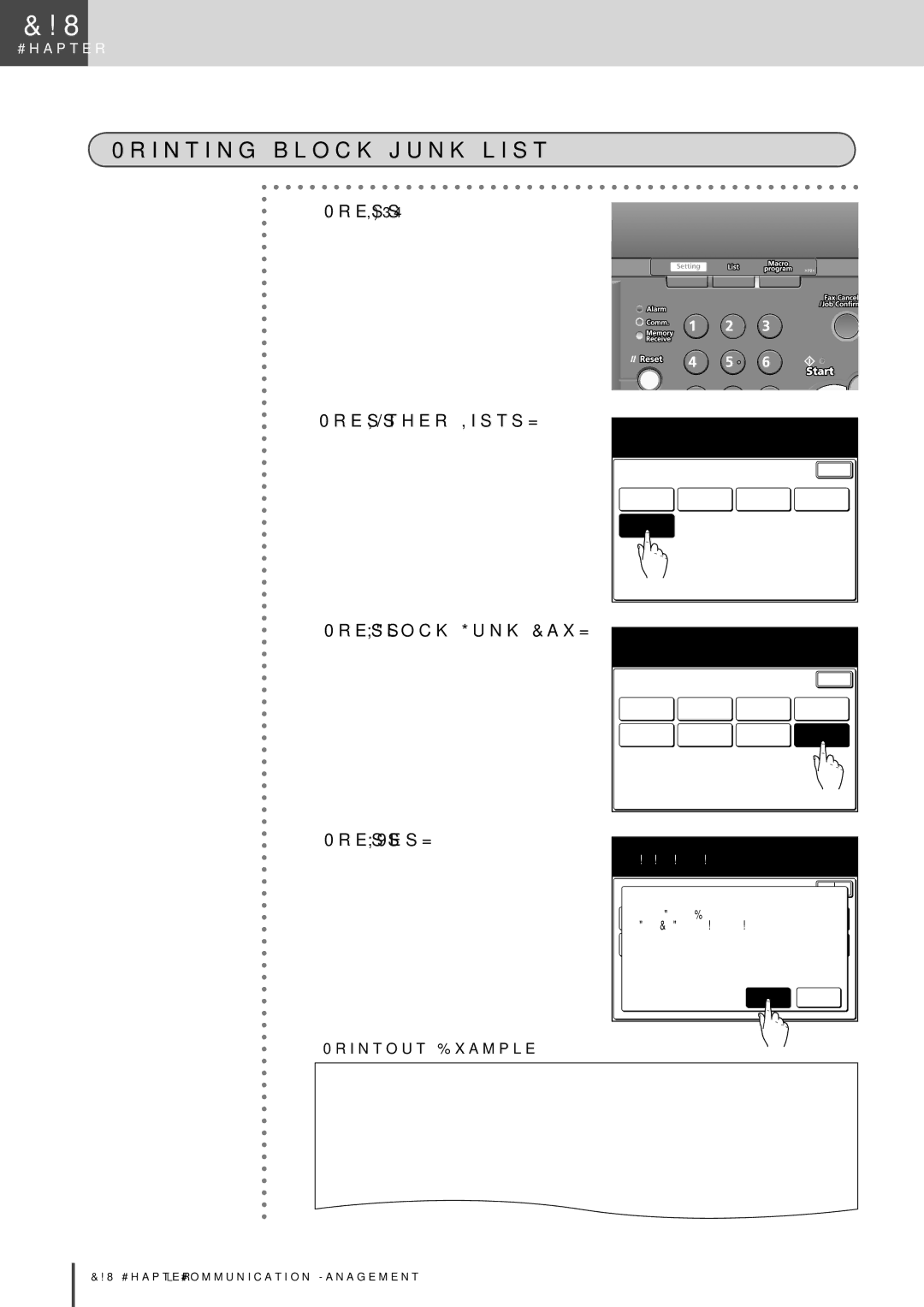 Muratec MFX-2830 manual Printing block junk list, Press Other Lists Press Block Junk Fax 