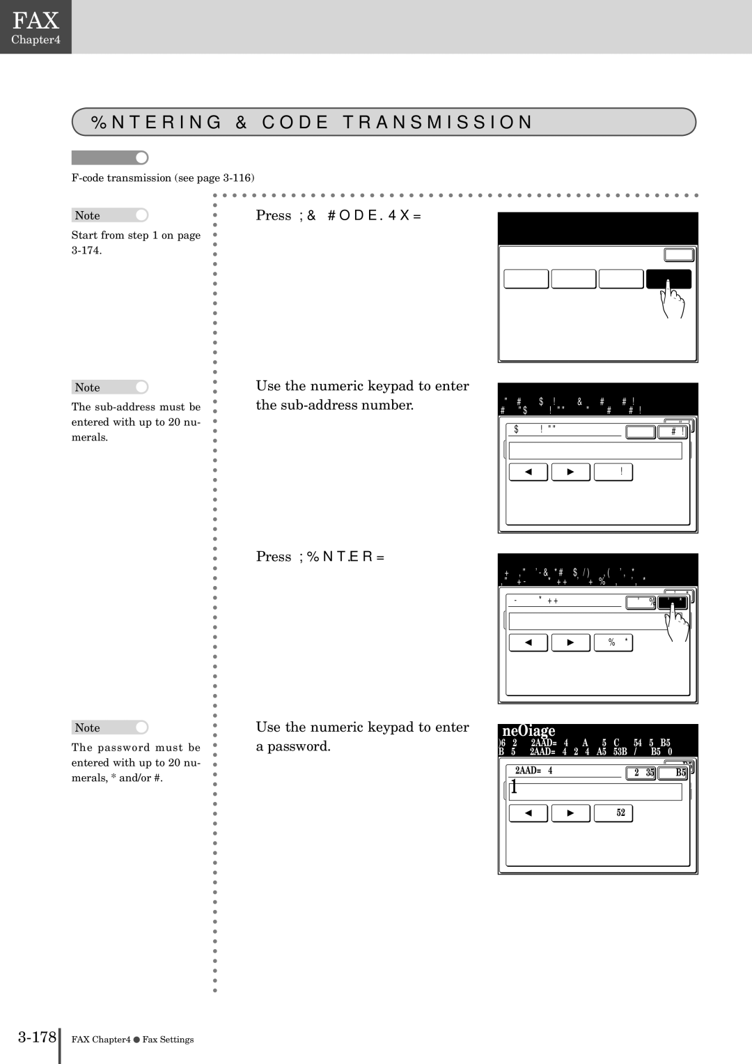 Muratec MFX-2830 manual Entering F-code transmission, Press F-Code Tx 