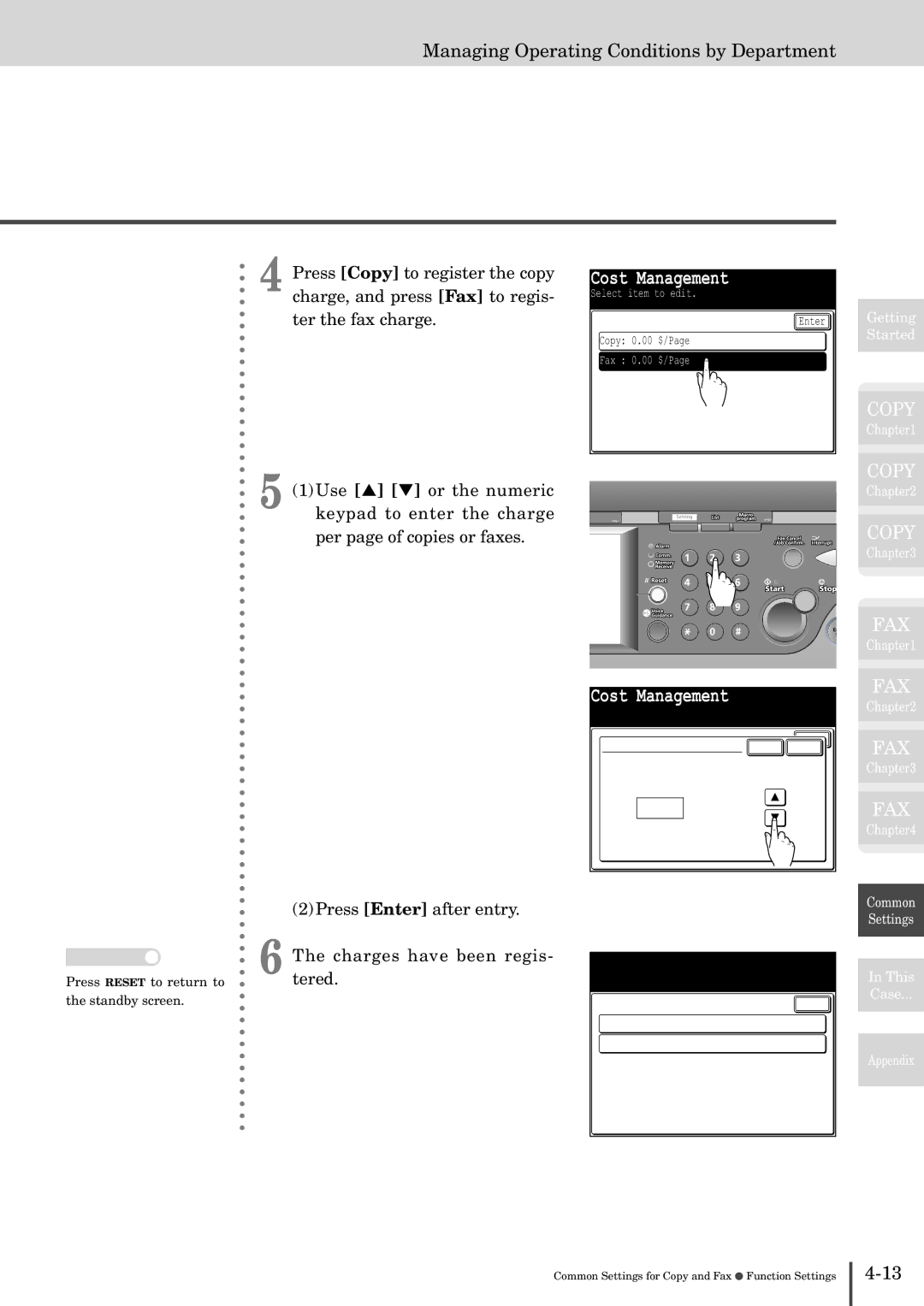 Muratec MFX-2830 manual Cost Management, Managing Operating Conditions by Department, $/Page 