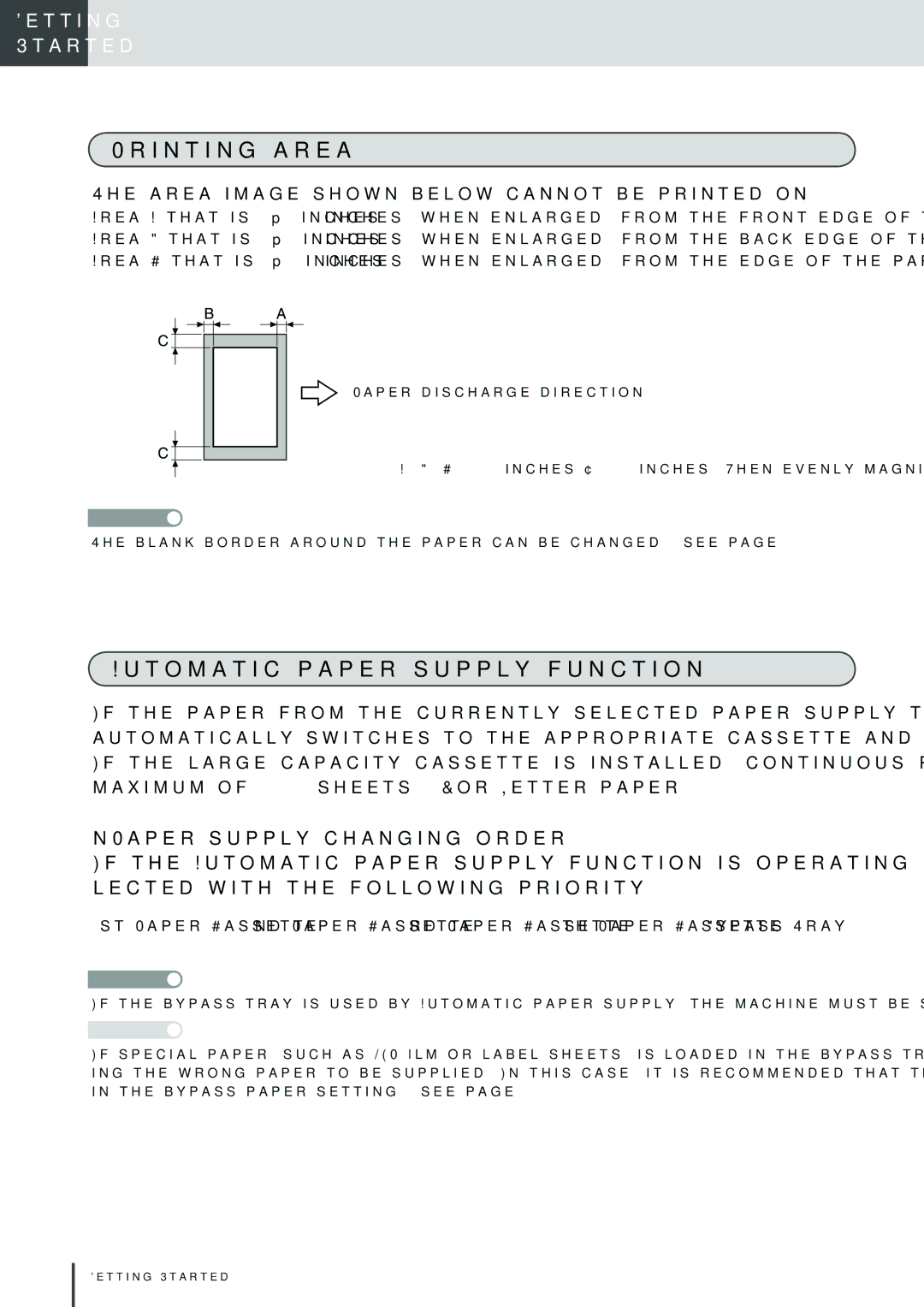 Muratec MFX-2830 manual Printing area, Automatic paper supply function, Area image shown below cannot be printed on 