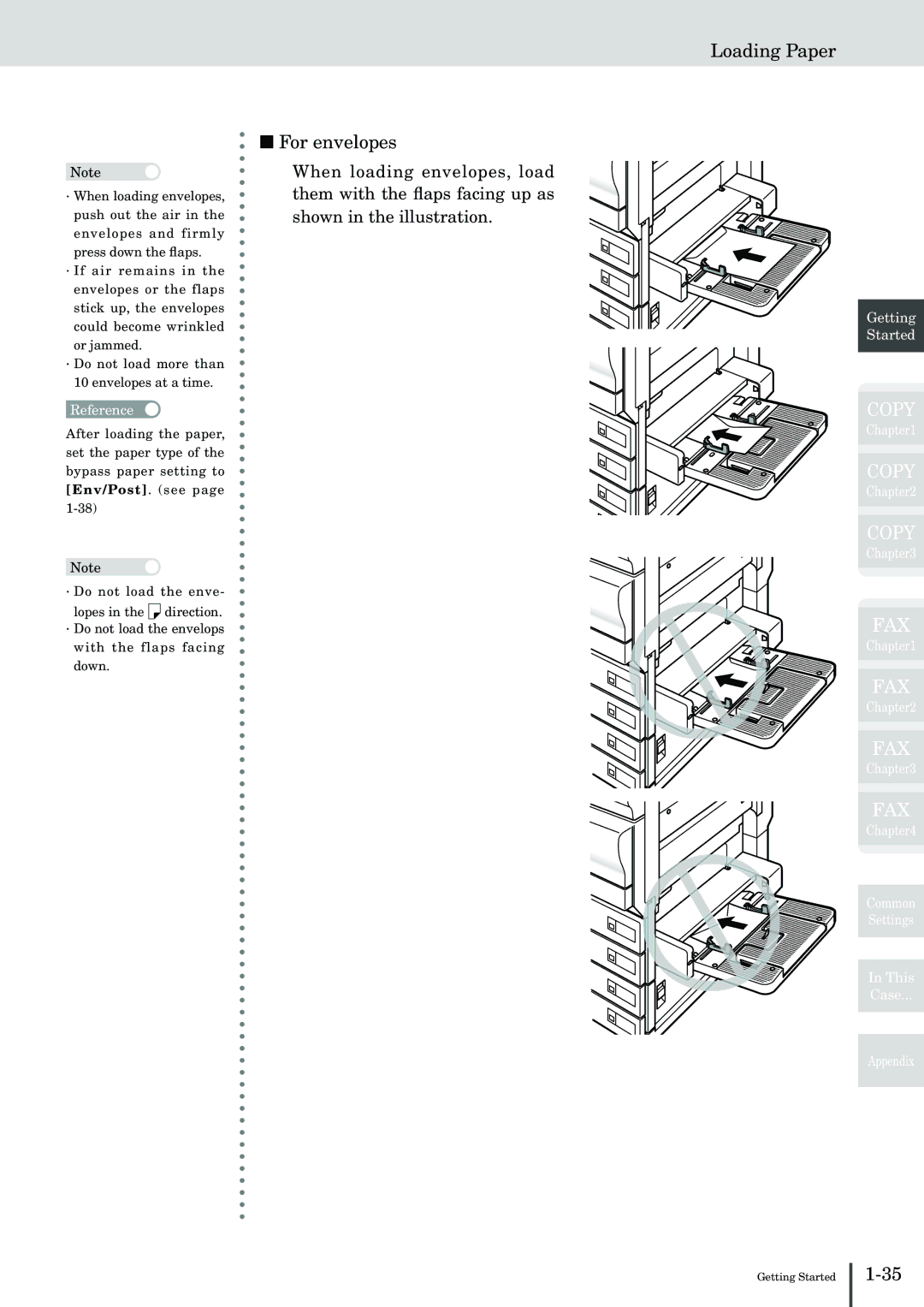 Muratec MFX-2830 manual For envelopes 